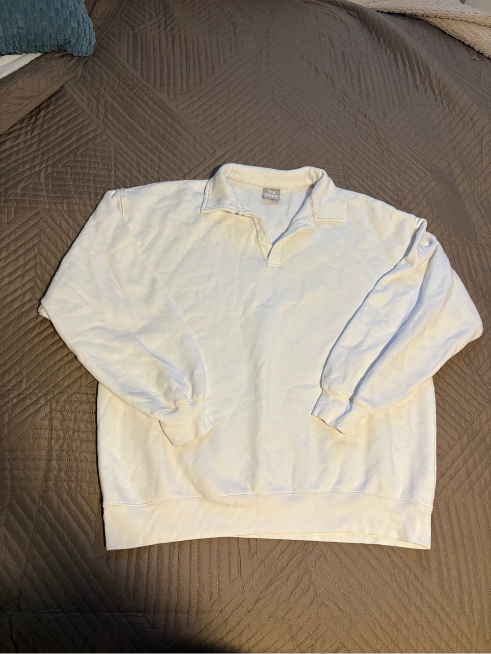 TNA Cozy Fleece White Collared Sweatshirt – Size 2